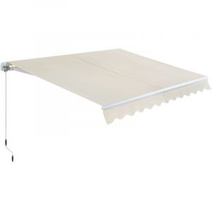 Canop&eacute;e Store Banne Manuel Beige Monobloc 3 x 2.5m &ndash; Store R&eacute;tractable pour Terrasse, Balcon & Jardin &ndash; Manivelle &agrave; Gauche &ndash; Aluminium et Polyester