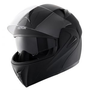 VEVOR Casque de Moto, Non Masqué, Casque Street ABS haute densité avec Emplacement Bluetooth et Lentille Interchangeable, Casque Motocross Confortable approuvé Dot, pour Jeunes et Adultes, XL（61cm）