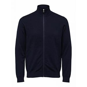 Selected HOMME Slhberg Full Zip Cardigan B Noos Maillot de survtement, Bleu Marine/détails : chiné - Taille M