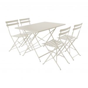 Salon de jardin bistrot pliable rectangulaire 110 x 70cm, beige i