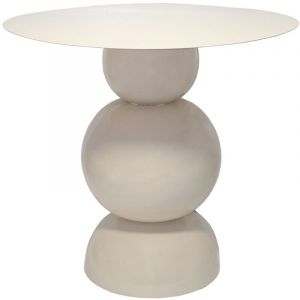 Vente-unique - Table d'appoint en m&eacute;tal - Cr&egrave;me - jesina