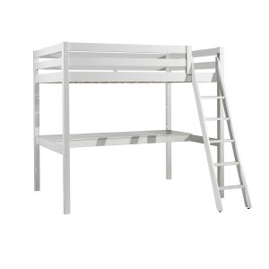 SLEEPY - Lit Mezzanine Blanc 140x200cm avec Bureau 205 cm - Altobuy
