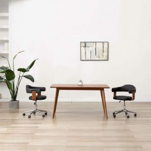 VidaXL Chaises pivotantes à dîner 2 pcs Noir Bois courbé et similicuir