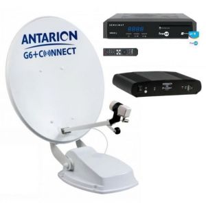 Antarion Pack Parabole Satellite Automatique connecté 65cm + Positionneur + sirius 3 Récepteur tv Satellite hd + Carte PC7 - Blanc