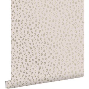 Estahome - papier peint peau de léopard rose clair et or