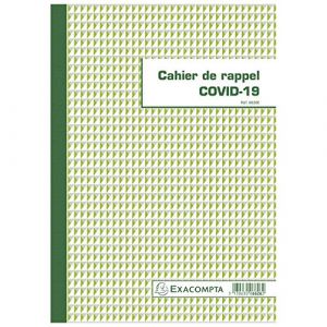 Image de Exacompta Lot de 3 Piq&ucirc;res 18 pages Cahier de rappel C O V I D-19 - format vertical A4