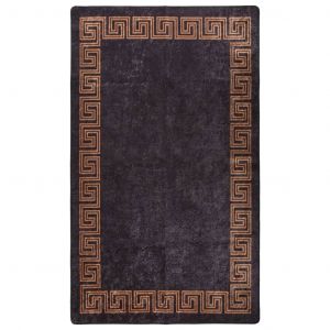 VidaXL Tapis lavable antid&eacute;rapant 120x180 cm Noir et dor&eacute;