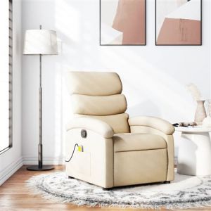VidaXL Fauteuil de massage inclinable Crème Tissu