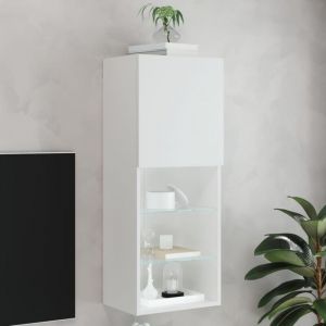VidaXL Meuble TV avec lumières LED blanc 40,5x30x102 cm