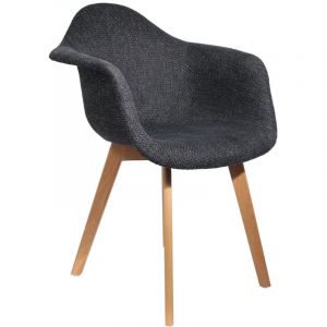 Fauteuil scandi en grosse maille Flora Noir