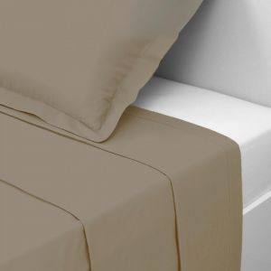 Drap plat uni polycoton TERTIO - taupe