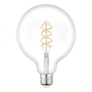 Eglo Ampoule filament LED E27, lampe LED vintage en spirale, ampoule décorative au design rétro, 7,3 watts, blanc chaud, 806 lumens, 2700k, globe Edison G125, Ø 12,5 cm