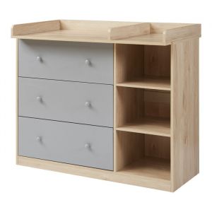 Image de Commode à langer Beldinupp 93 x 110 x 55 cm effet chêne gris