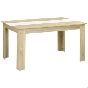 Homcom Table à manger rectangulaire 6 personnes - dim. 140L x 90l x 75H cm - aspect chêne clair blanc - Blanc