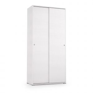 Dmora - Armoire Dbuti, Armoire avec 2 portes coulissantes et 4 étagères, Mobilier de chambre polyvalent moderne, Fabriqué en Italie, 90x45h195 cm,