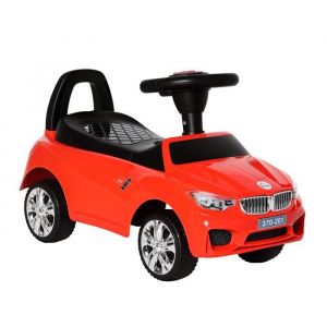 Homcom Porteur enfants voiture - coffre à jouets klaxon phares et musique - PP et métal - 635 x 28 x 36 cm - rouge