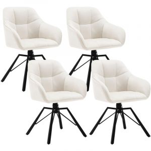 Lot de 4 Chaises Pivotante à 360°.Chaise Salle à Manger en Velours.Fauteuil Scandinave.Pieds en Métal.Crème - Crème - Woltu