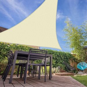 Voile d'ombrage 4 x 5 x 6 m triangulaire 280g/m² - Haute densité résistante au vent - Tissu micro-aéré - Écru