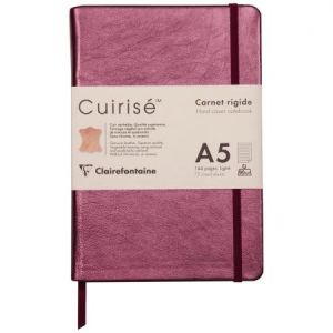 Clairefontaine 400100C - Carnet Cuirisé A5, 144p./72 feuilles 90 g/m² brochées, couv. rigide coloris cerise, ligné