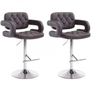 CLP Lot De 2 Tabourets De Bar Dublin En Similicuir I Réglable En Hauteur I Style Chesterfield I Avec Accoudoirs - Marron