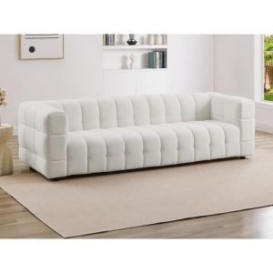 Pascal Morabito Canape droit lerici fixe 4 places en Tissu ivoire, blanc ivoire, blanc L 255 cm x P 86 cm x H 70 cm