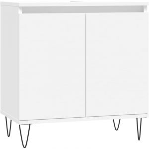 VidaXL Armoire de Salle de Bain, Placard avec Compartiment et Portes, Meuble de Rangement avec Pieds Toilette, Moderne, Blanc Bois d'Ingénierie