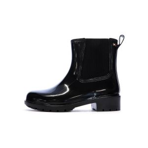 Tommy Hilfiger Bottines de Pluie Femme Hardware Rainboot Brillantes, Noir (Black), 36