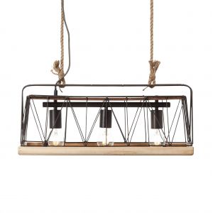 Brilliant AG Suspension LED E27 EEC: selon lampoule (A++ - E) 40 W Narcy 93587/71 acier inoxydable (brossé), bois