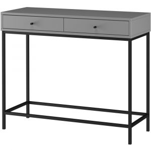 Celine Table console avec 2 tiroirs en mélaminé gris