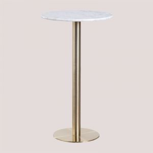Table Haute de Bar Ronde en Marbre (Ø60 cm) Cosmopolitan SKLUM Or champagne 104 cm