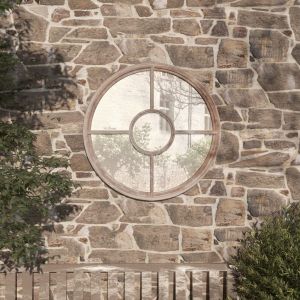 VidaXL Miroir de jardin Sable 40x4 cm Fer Rond utilisation extérieure