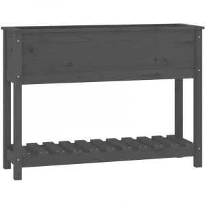 VidaXL Jardinière avec étagère Gris 111,5x34,5x81cm Bois massif de pin