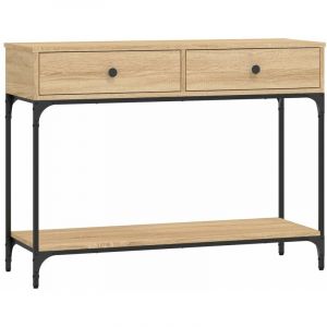 VidaXL Table Console, Bout de Canapé avec Tiroirs et Étagère, Meuble de Rangement Entrée Salon Couloir, Moderne, Chêne Sonoma Bois d'Ingénierie