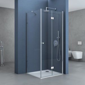 Cabine de Douche en Angle 75x100x190 Paroi de Douche Design Ravenna27K en Verre Transparant de 6mm Traitement nano Anti-calaire - Transparent - Sogood