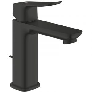 Grohe Dice Mitigeur monocommande Lavabo Taille M (Robinet pour Lavabo de Salle de bain, Avec Tirette et garniture de vidage, facile à installer avec QuickTool inclus), Noir Mat, 1018322430