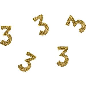 Ruedelafete Lot de 50 confettis paillet&eacute;s Chiffre 3 Or