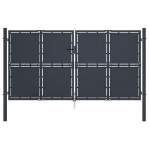 VidaXL Puerta de jardín de acero gris antracita 300x175 cm