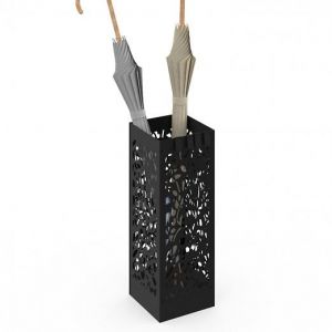 Idmarket Porte parapluie FLOWER carré en acier noir hauteur 45 cm