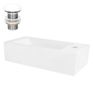 ML-Design Lavabo en Céramique Blanc, 51x25x13 cm, avec Bonde de Vidage, Trou pour Robinet