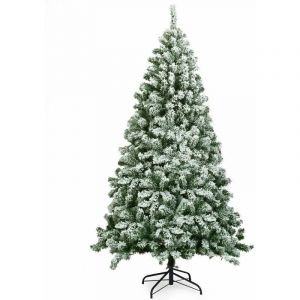 Arbre de Noël Artificiel Enneigé 180CM avec 928 Branches Aiguilles en pvc, Support Métallique Pliable pour Décoration Noël - Costway