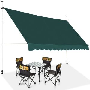 Parasol Coast 400 cm de large, hauteur réglable 200-300 cm, vert, cadre en aluminium et tissu Oxford