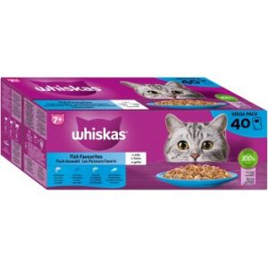 Whiskas Mega Pack 7+ s&eacute;lection de poisson en gel&eacute;e 40 x 85 g
