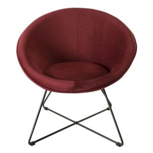 Image de Fauteuil design velours bordeaux pieds en croix Emilia