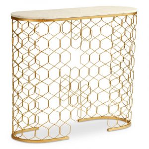 Image de Console Design Marbre & Métal "Mayano" 91cm Or Prix