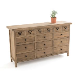 Buffet meuble de métier 15 tiroirs, Lunja Ciré Naturel Taille Taille Unique