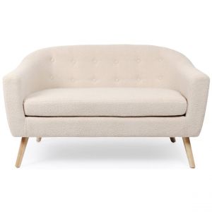 Menzzo Canapé 2 places style scandinave Savoy Tissu Bouclette Beige