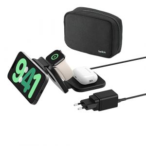 Belkin BoostCharge Pro Station de recharge aimantée 3-en-1 portable avec Qi2 (15 W)