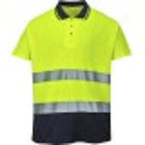 Portwest Polo Haute Visibilité Bicolore Coton Jaune/Marine XL