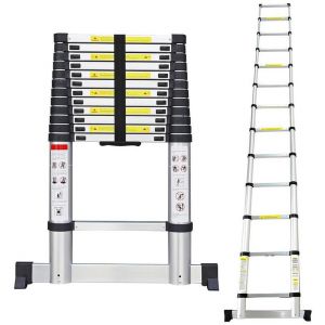 Image de Todeco Echelle Telescopique, Échelle Pliable - Charge maximale: 150 kg - Standards/Certifications: EN131 - 3,8 mètre(s), Sac de transport OFFERT, Barre stabilisatrice, EN 131