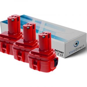 Image de Visiodirect Lot de 3 batteries pour Makita 8413DWFE perceuse à percussion 3000mAh 12V